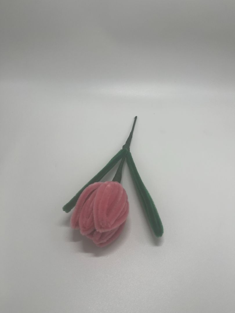 Rosy Pink Handmade Pipe Cleaner Tulip Flower