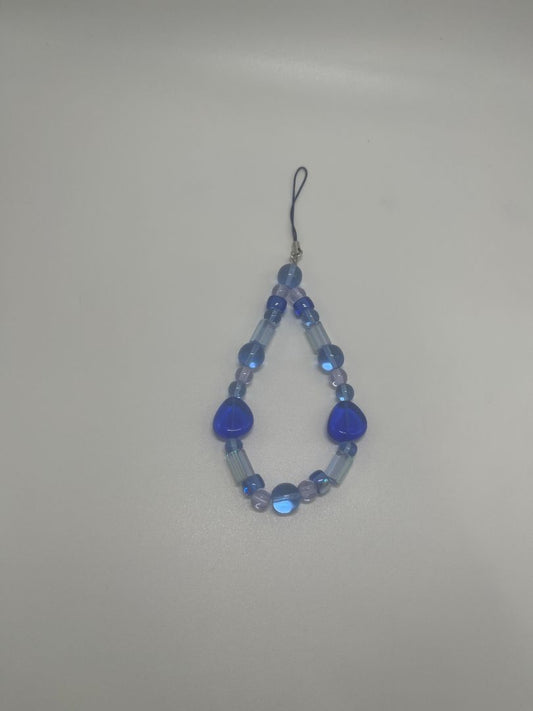 Handmade Blue Beaded Phone Charm | Dark Blue Strap | Phone Accessory