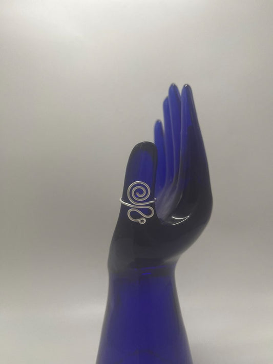 Spiral + Abstract Wavy Wire Ring Size 7.5 | Silver