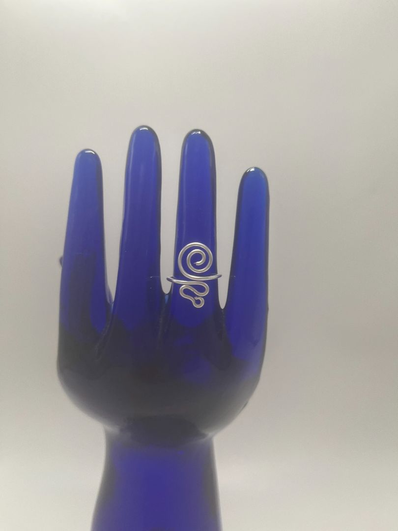 Spiral + Abstract Wavy Wire Ring Size 5 | Silver