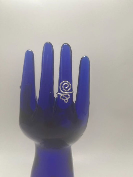 Spiral + Abstract Wavy Wire Ring Size 5 | Silver