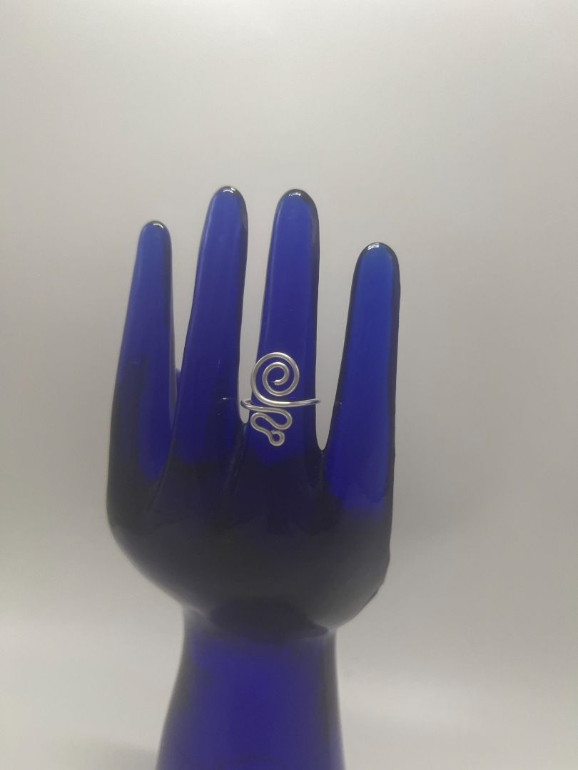 Spiral + Abstract Wavy Wire Ring Size 5 | Silver