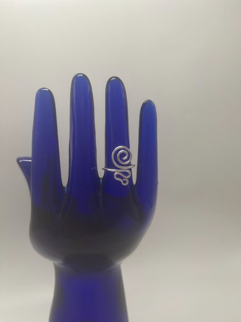 Spiral + Abstract Wavy Wire Ring Size 5 | Silver