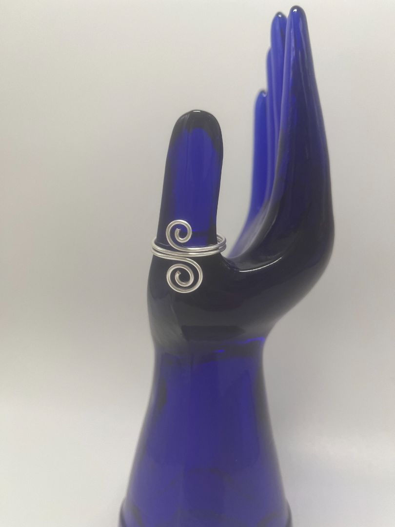 Double Spiral Wrapped Wire Ring Size 10 | Silver
