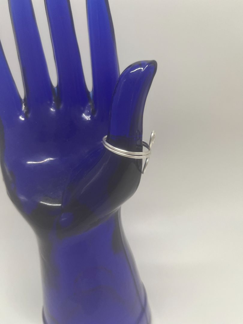 Double Spiral Wrapped Wire Ring Size 10 | Silver