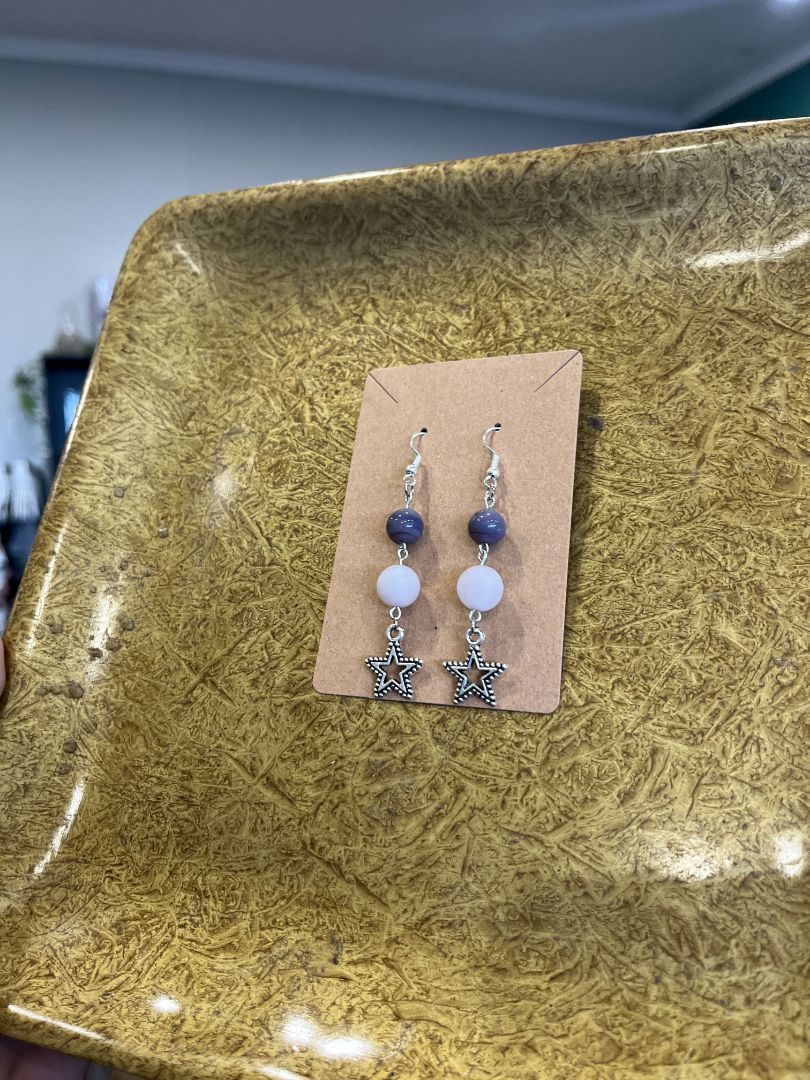 Rose Quartz & Stars Wire Loop Earrings | Handmade By Recycled Threads