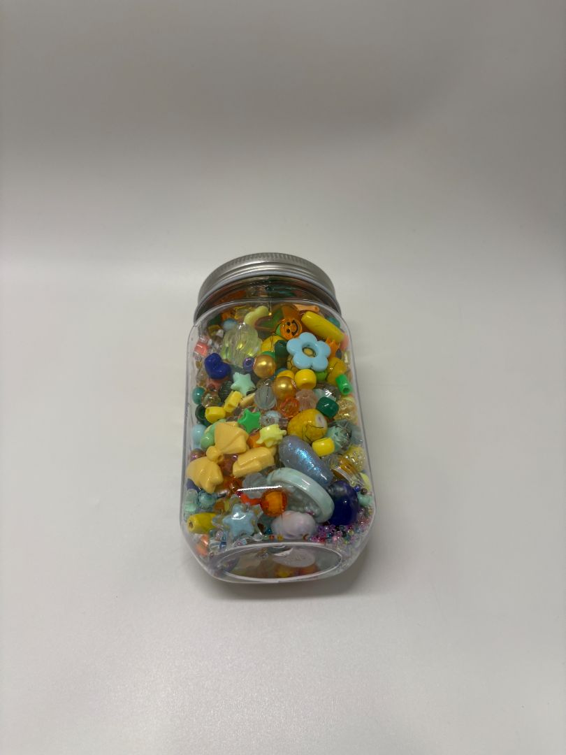 Cool Tone Mixed Bead Soup Jar (Glass, Acrylic & Clay)