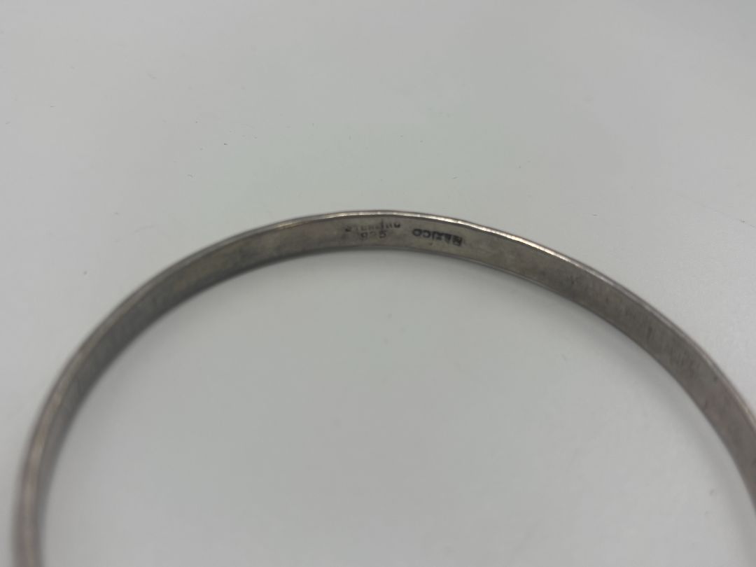 Vintage 1970s/1980s Sterling Silver Stamped Egyptian Ankh Bangle Bracelet