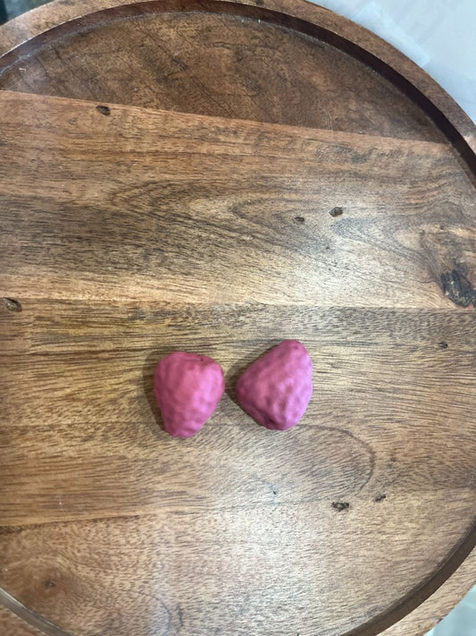 Matte Raspberry 2 pcs Clay Magnets | Handmade