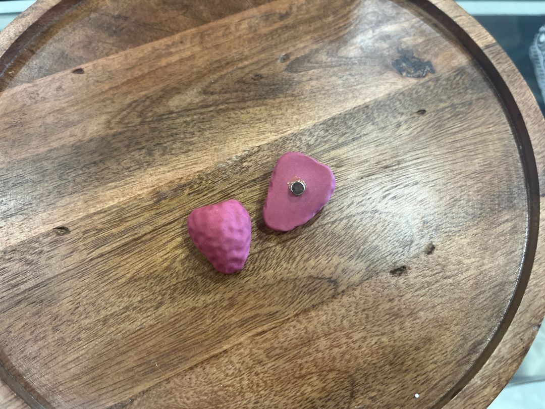 Matte Raspberry 2 pcs Clay Magnets | Handmade