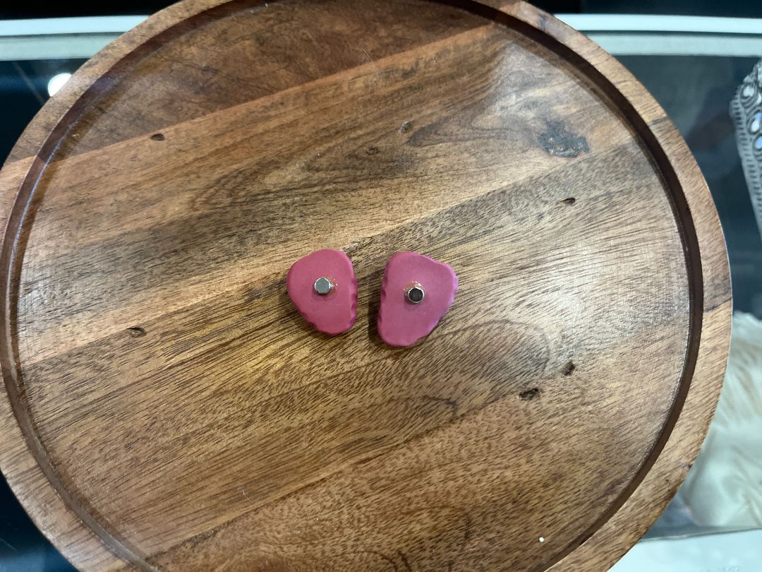 Matte Raspberry 2 pcs Clay Magnets | Handmade
