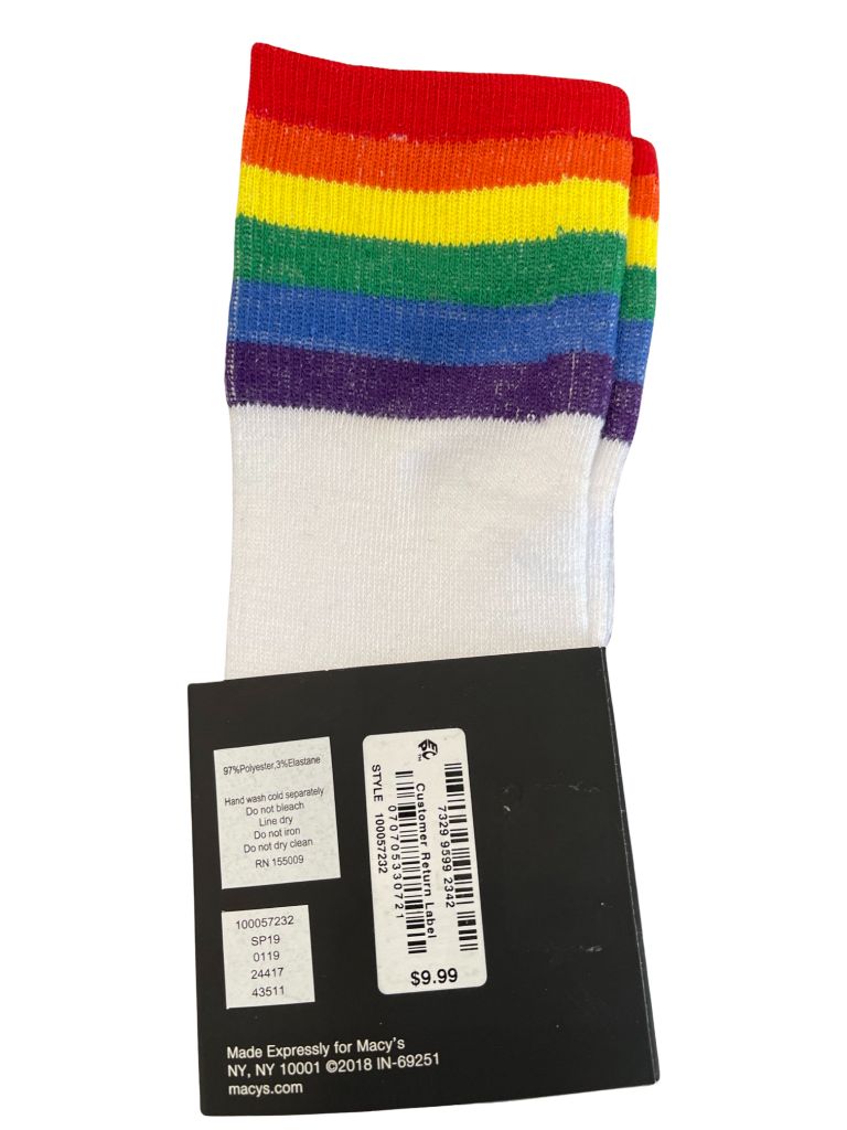 INC Rainbow Top Knee High White Socks