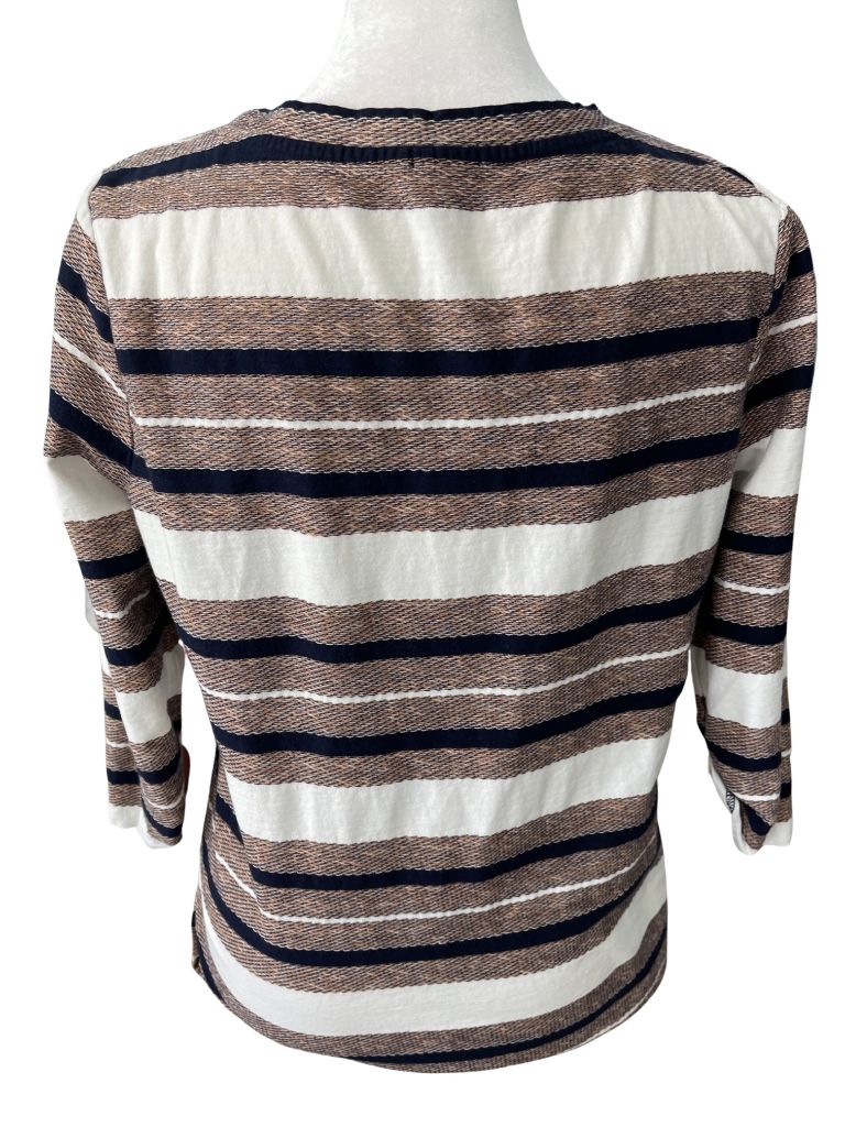 J Crew Black Multicolor Striped Crew Neck Pullover Knit Top