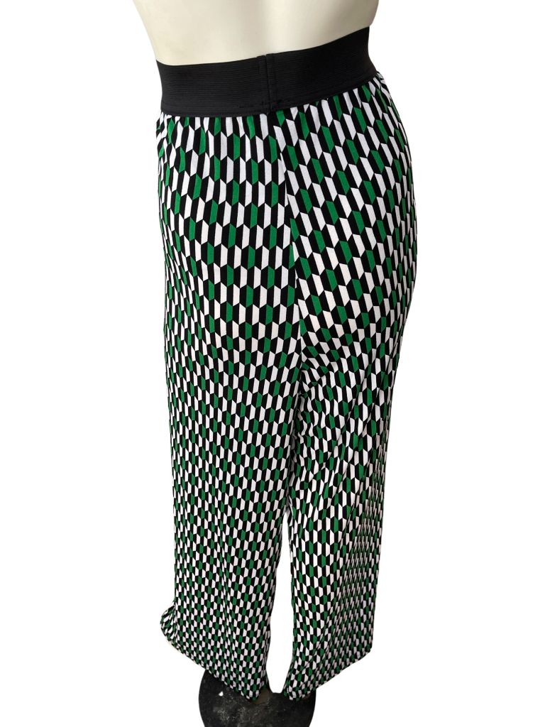 Jules & Leopold Green Multicolor Geometric Print Elastic Waist Pants