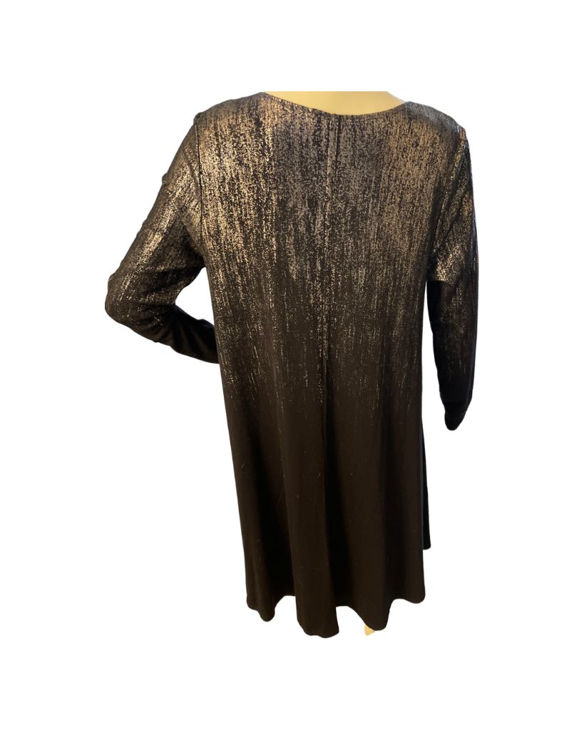 Karen Kane Black Metallic Long-Sleeved Jersey Dress