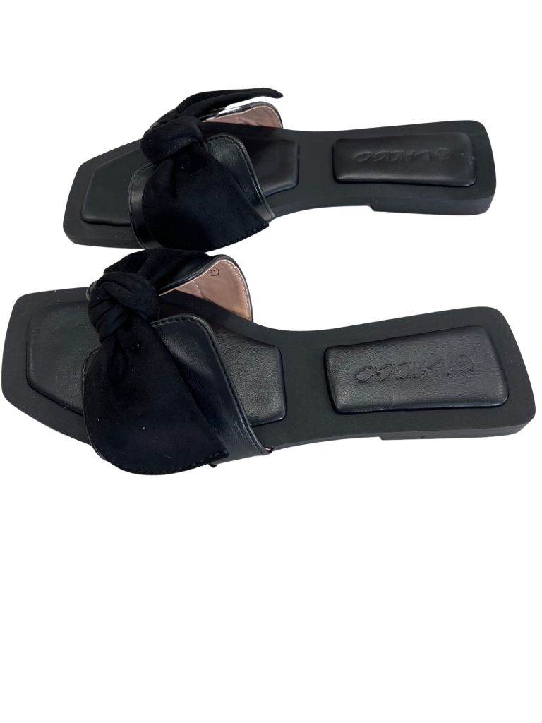 Laicigo Black Square Open Toe Bow Sandal
