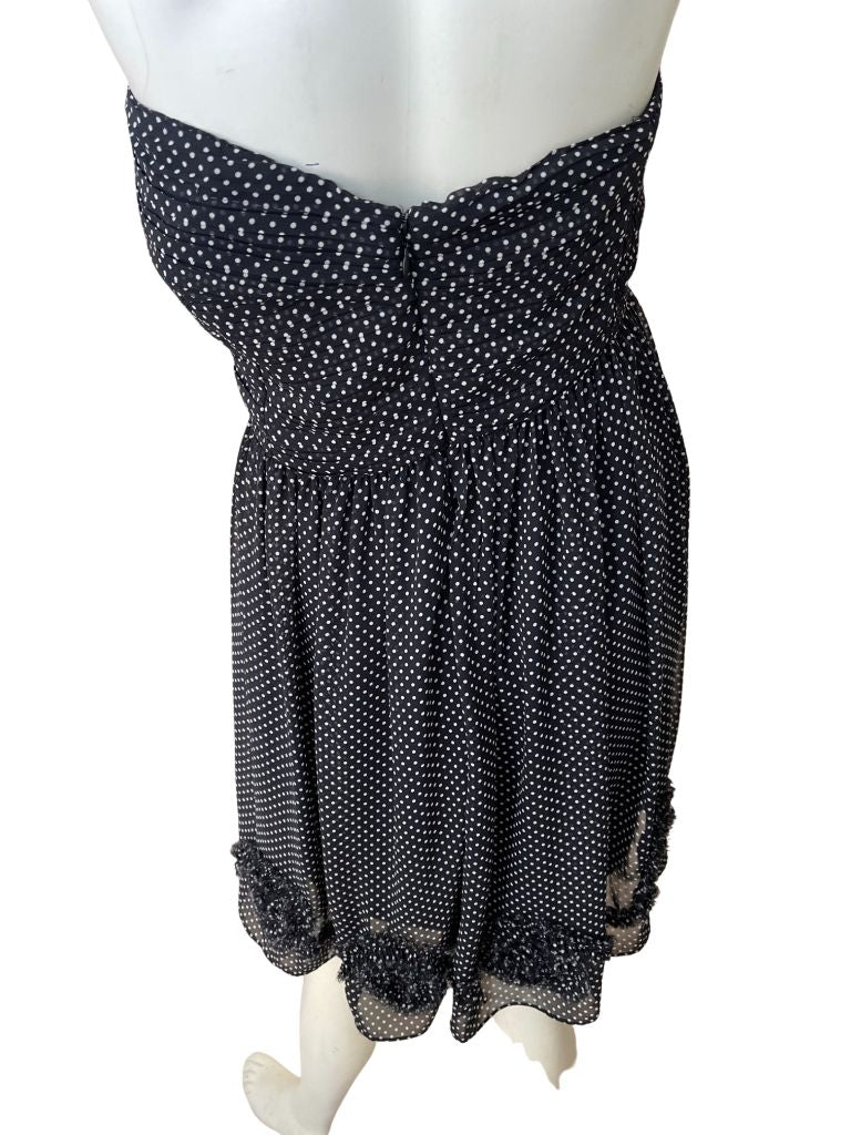 Lauren Conrad Black/White Polka Dot Strapless Mini Dress