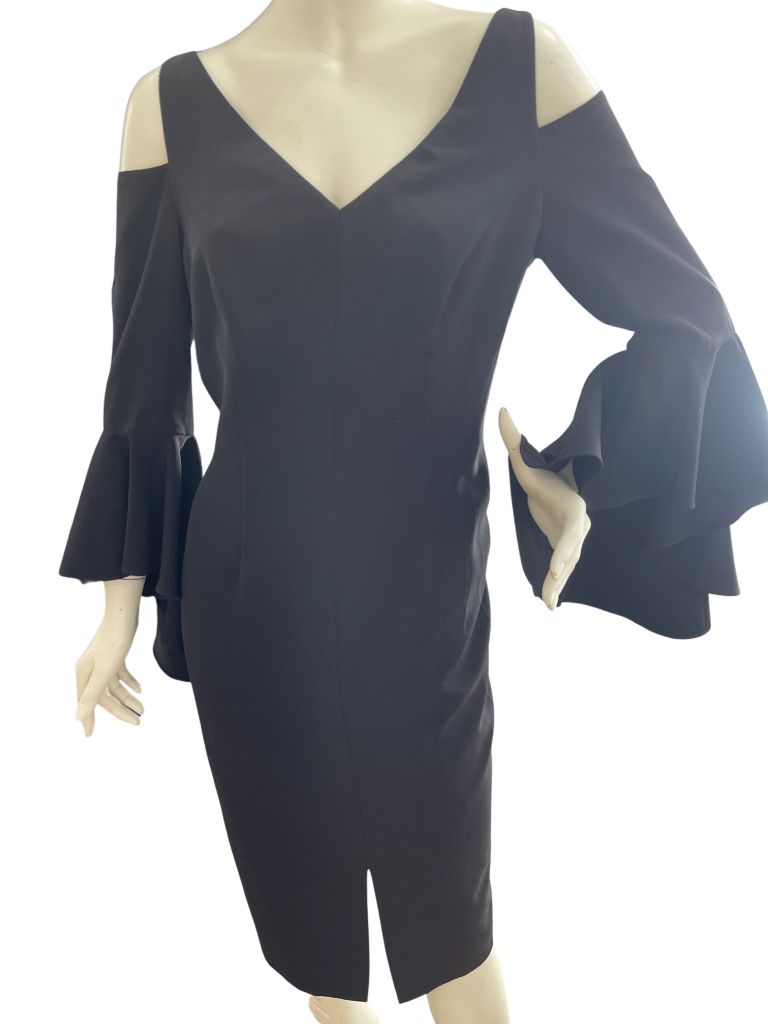 Maggy London Black Cold Shoulder Midi Dress Maggy London Black Cold Shoulder Midi Dress