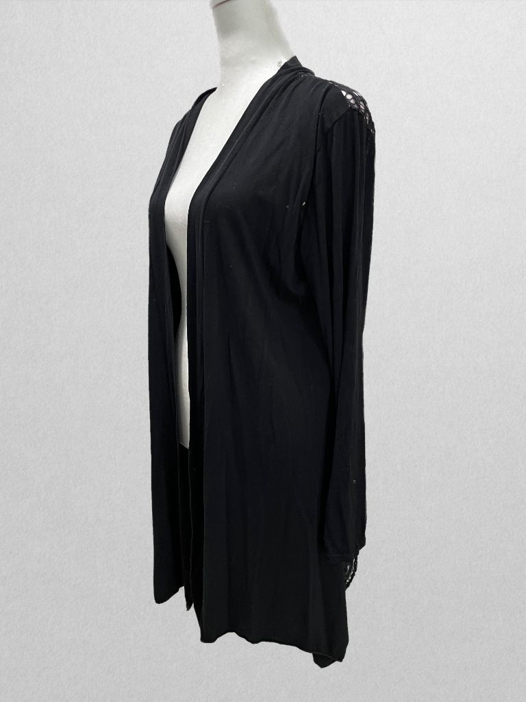 Maite Perroni Black Cardigan with Lace Back