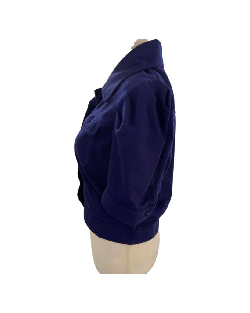 Mind Code Navy Short Sleeve Button Up Jacket
