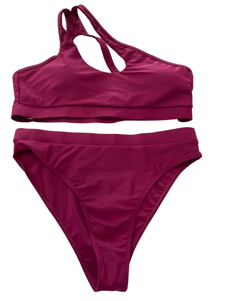 Nafleap Burgundy Swim One Shoulder Two-Piece