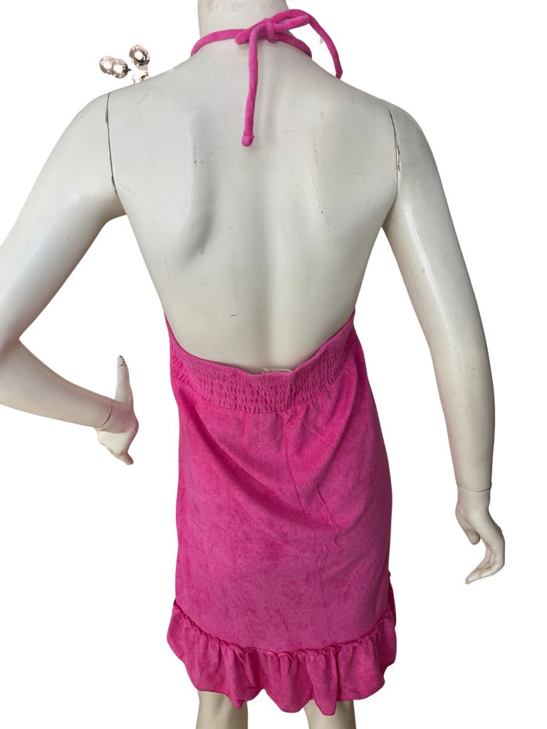 OP Pink Terrycloth Halter Mini Dress Coverup