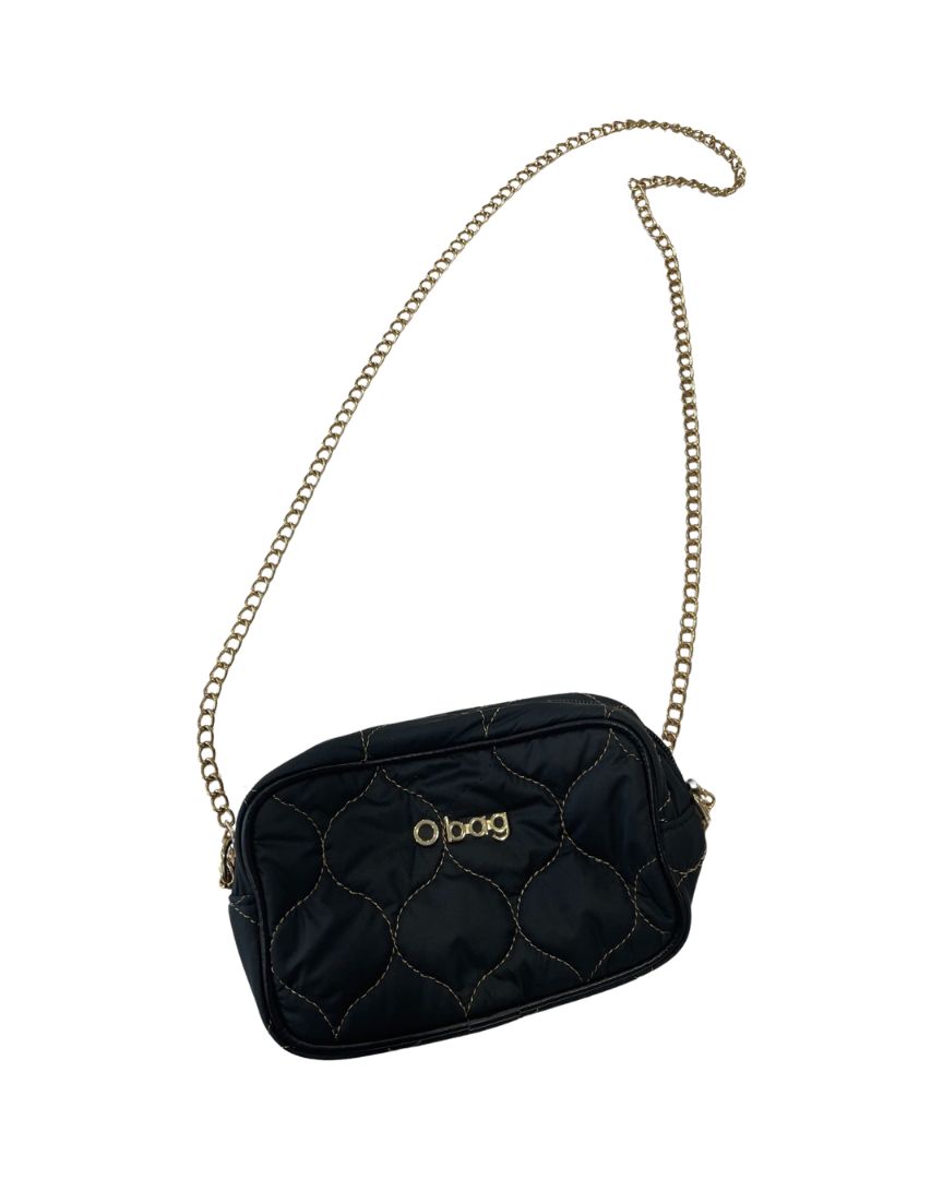 O Bag Black Mini Crossbody with Gold Chain