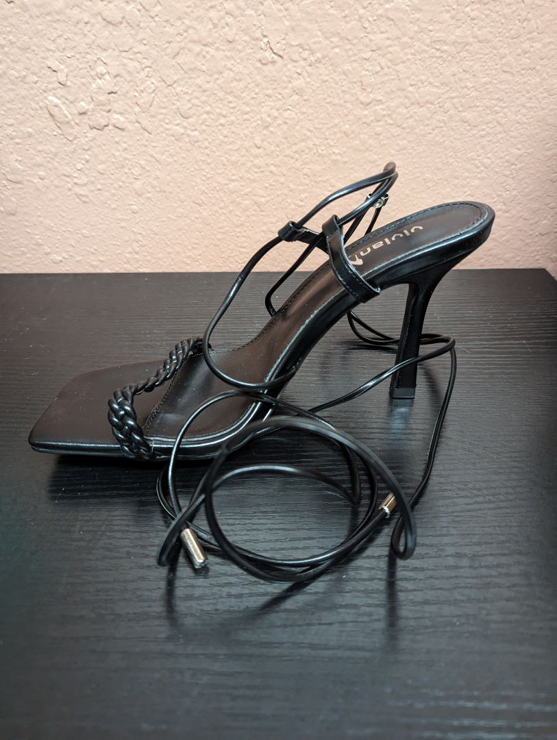 Vivianly Black Stiletto Lace Up Heels (7)