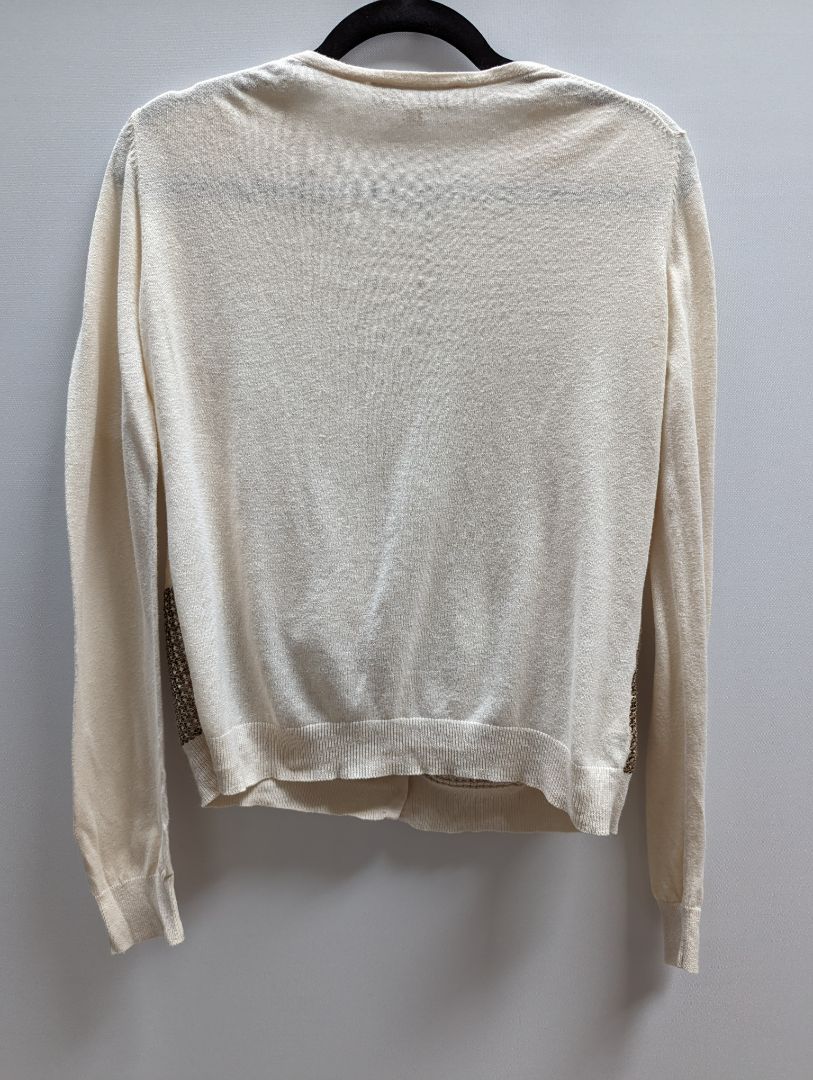 Ann Taylor Loft Cream with Copper Sequin Front Summer Cardigan