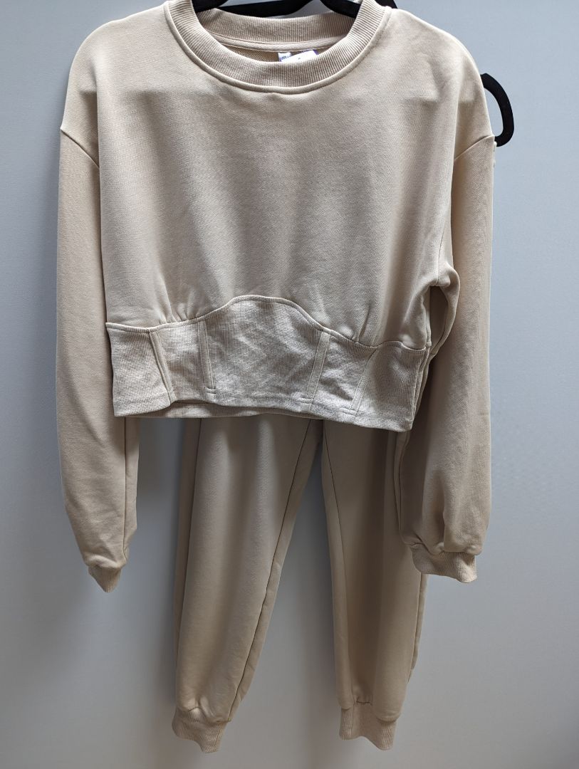 Janet Gwen Beige Top and Bottom Active Sweat Set