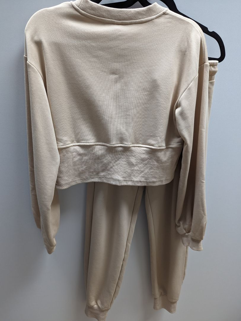 Janet Gwen Beige Top and Bottom Active Sweat Set