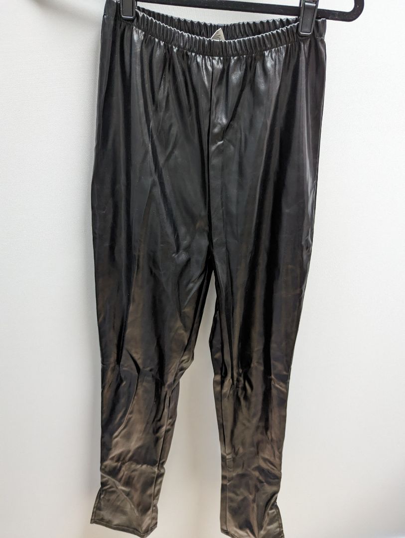 Black Faux Leather Elastic Waist Pants