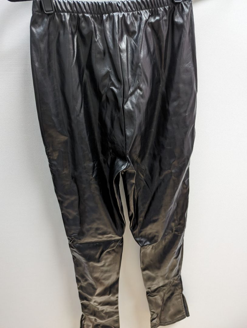 Black Faux Leather Elastic Waist Pants