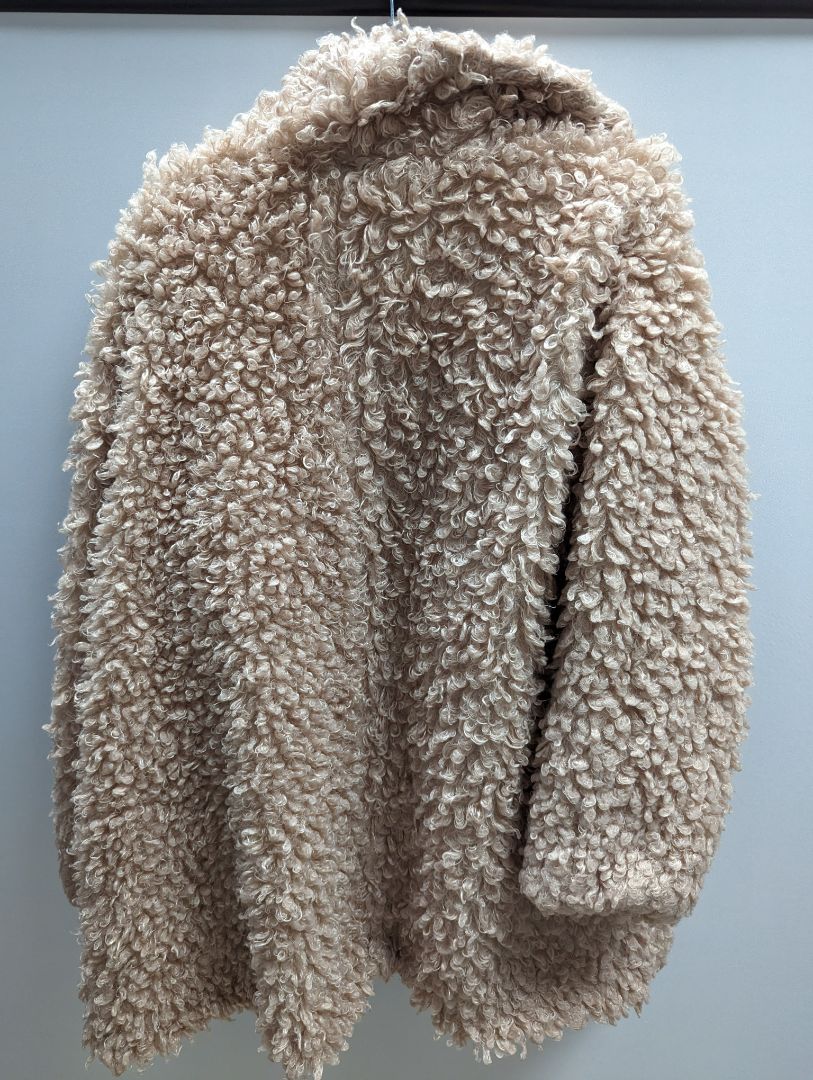 Steve Madden Beige Teddy Bear Open Front Coat
