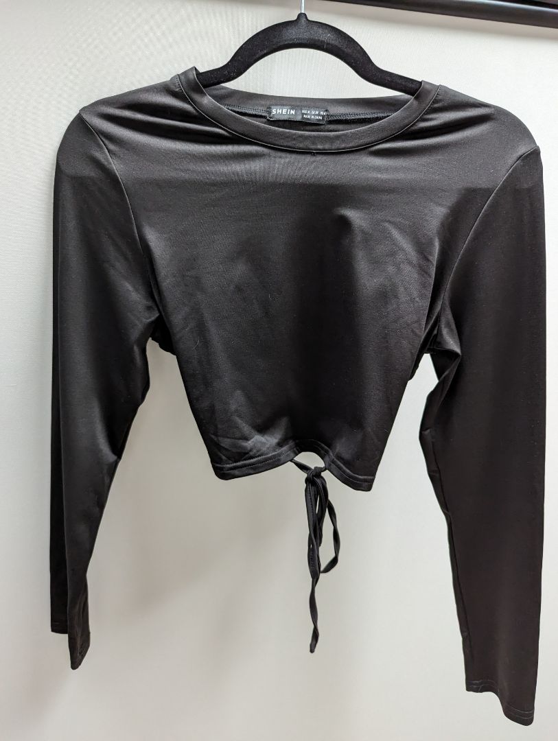 Shein Black Crop Long Sleeve Crop Top
