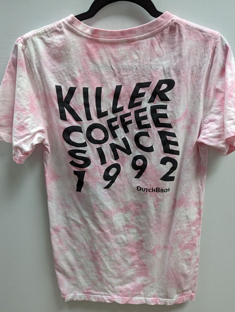 Dutch Bros Pink/White Tie Dye Short Sleeve Tee