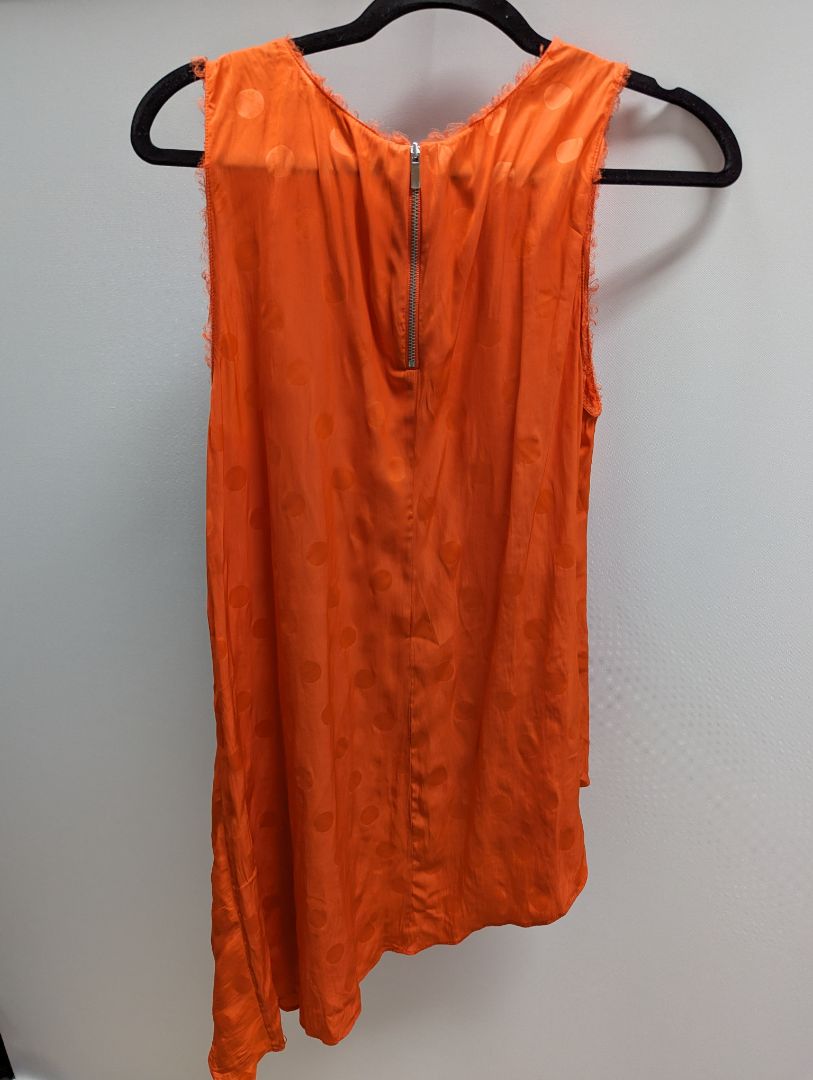 Elizabeth James Orange Polka Dot Sleeveless Asymmetrical Tank