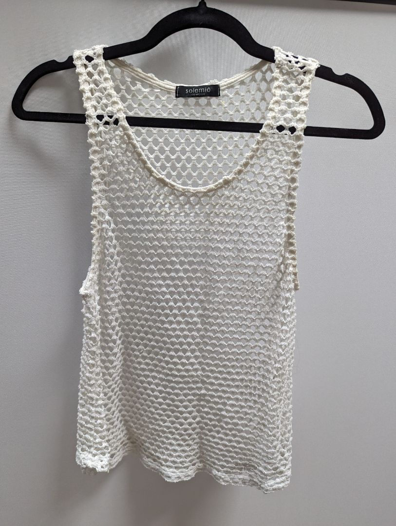 Solemio White Mesh Tank Top
