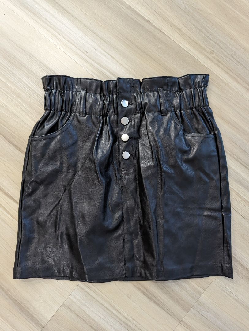 Haute Monde Black Faux Leather Mini Skirt