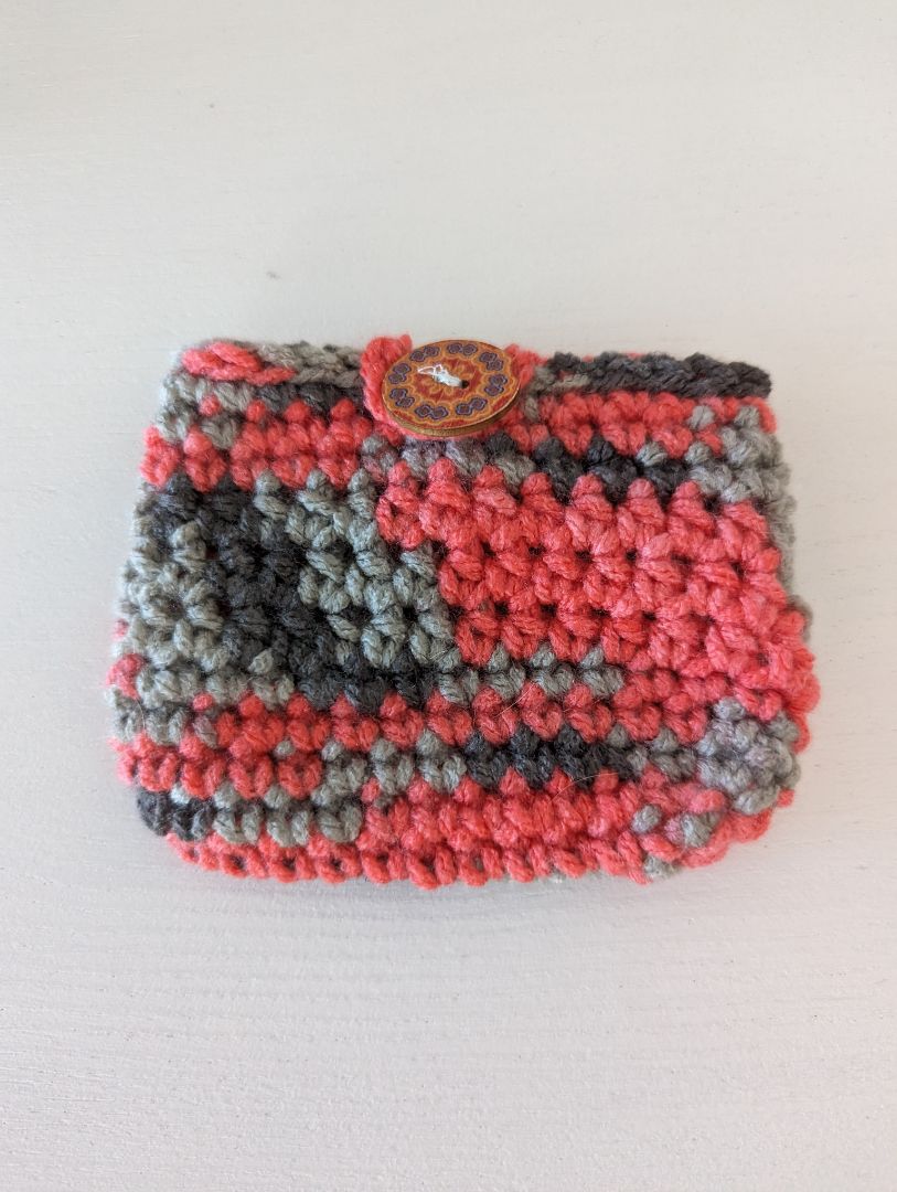 Recycled Threads Pink and Grey Coin Purse