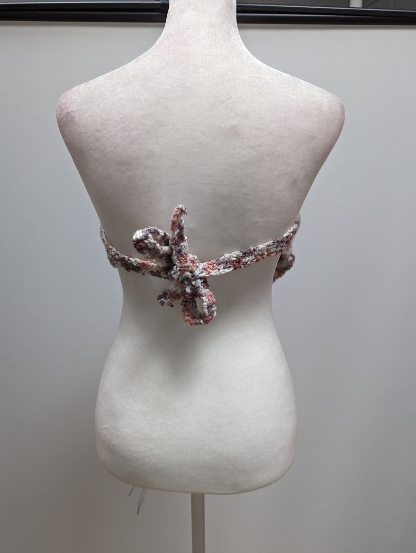 Recycled Threads Brown and White Strapless Wrap Top