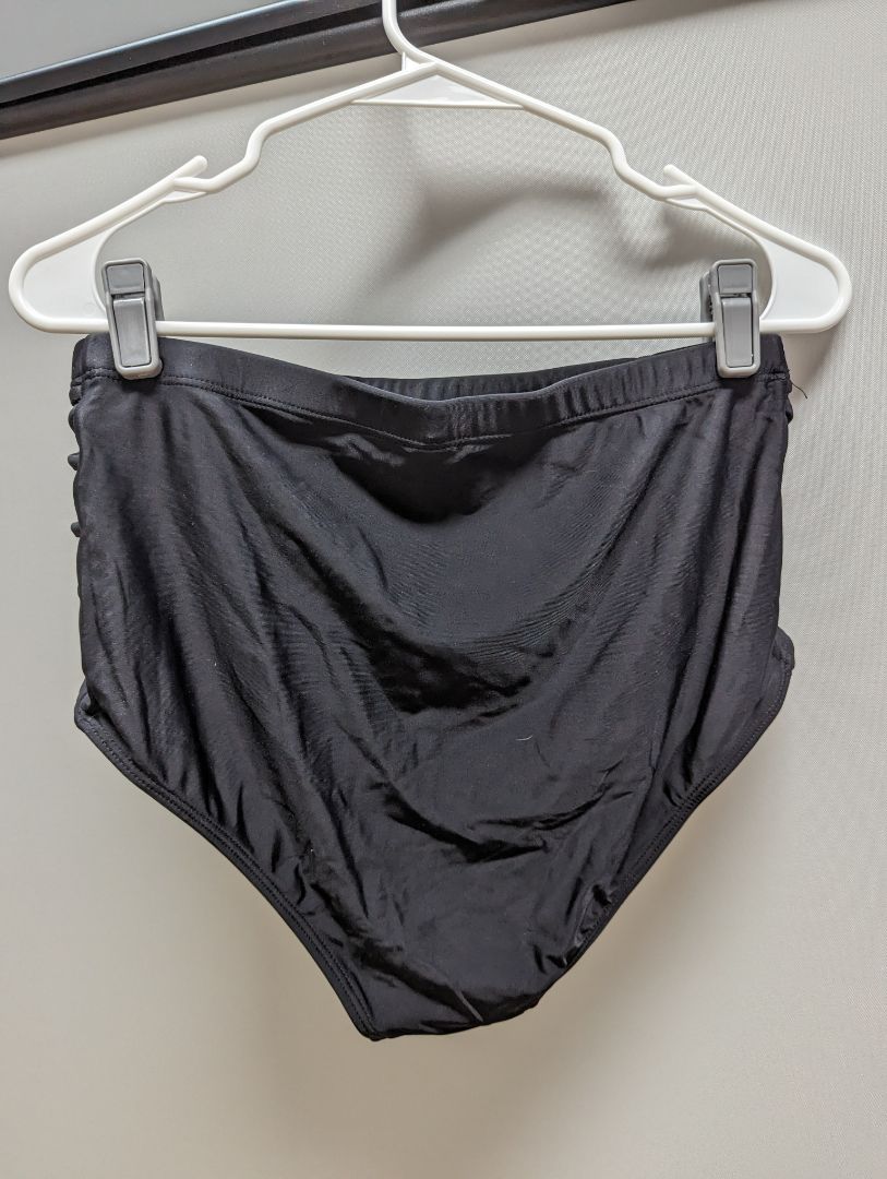 Black High Waist Swim Bottom with Sheer Criss-Cross Sides