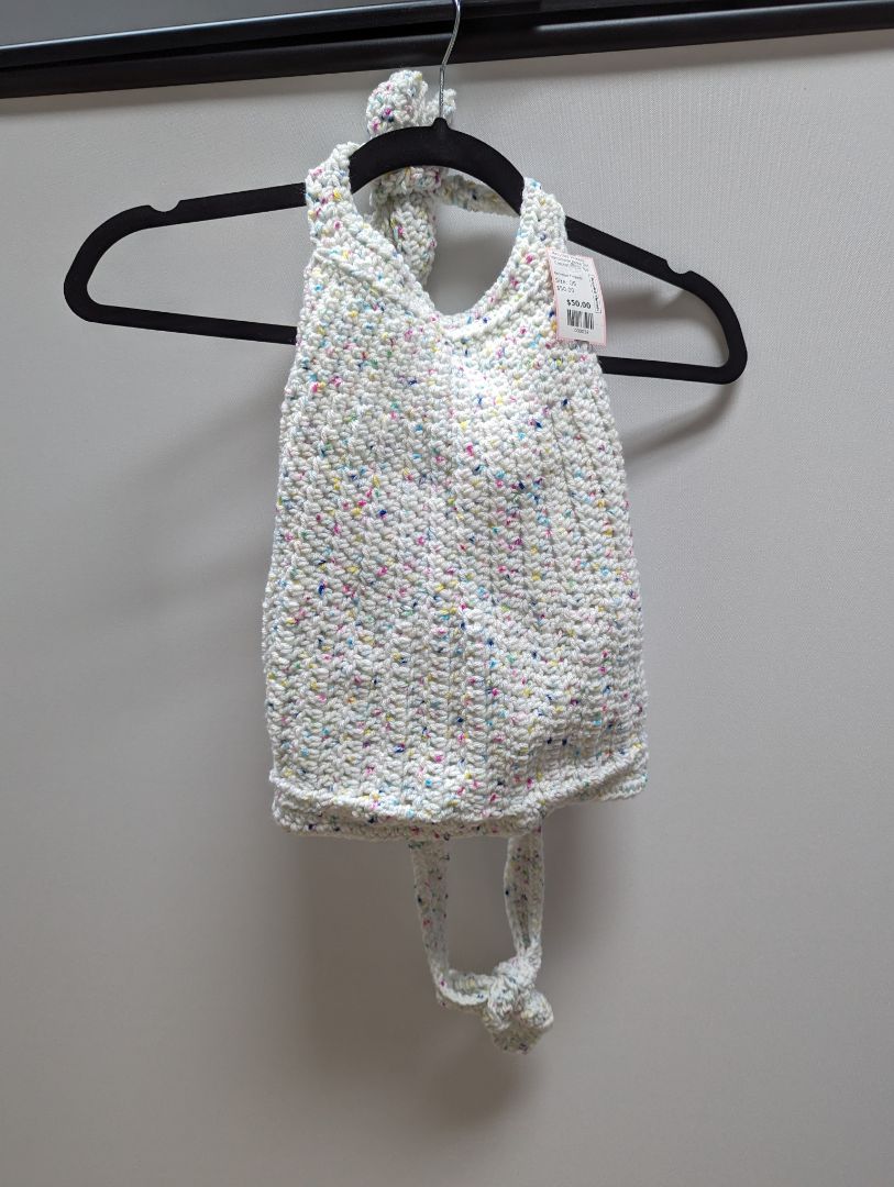 Recycled Threads Handmade Polka Dot Crochet Halter Top