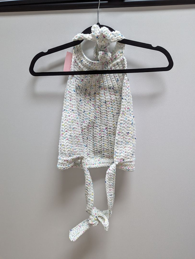 Recycled Threads Handmade Polka Dot Crochet Halter Top