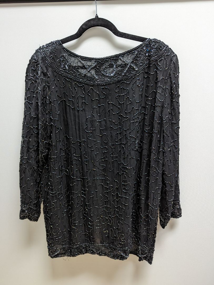 Royal Feelings Black Beaded Vintage Cardigan