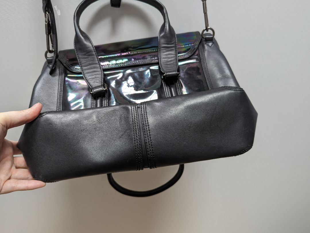RARE 3.1 Philip Lim Black Leather Oil Slick Pashli Purse