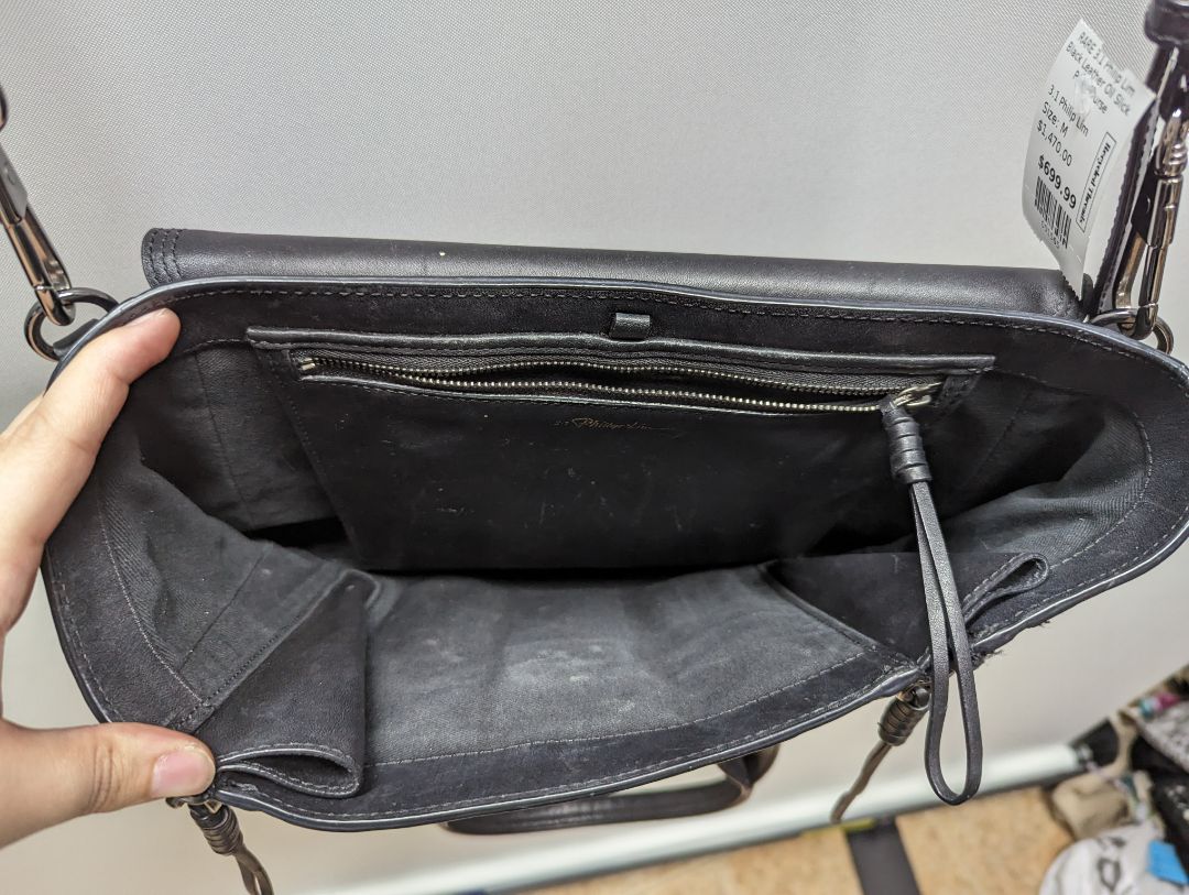 RARE 3.1 Philip Lim Black Leather Oil Slick Pashli Purse