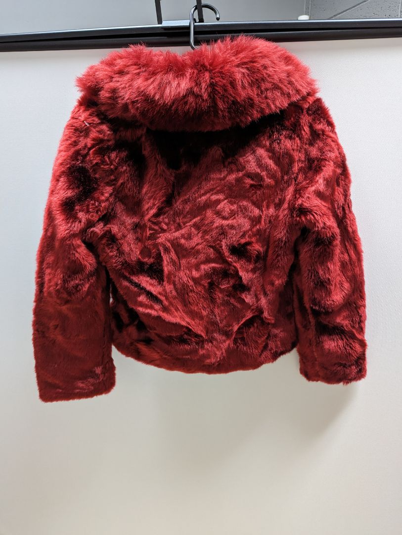 Pecaocun Vintage Red Cropped Fur Coat