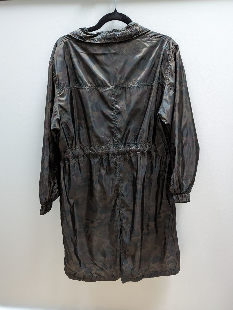 Zara Green Camo Zip Up Trench Coat Jacket