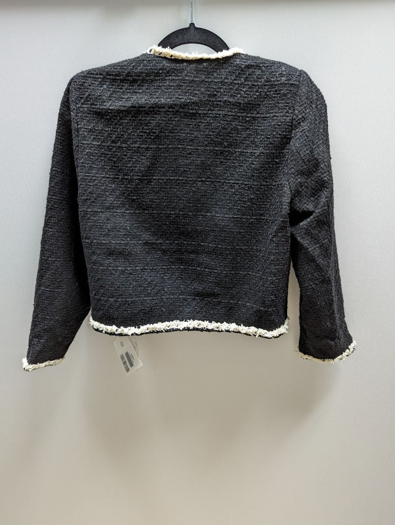 J.ING Black Button Up Jacket with White Trim